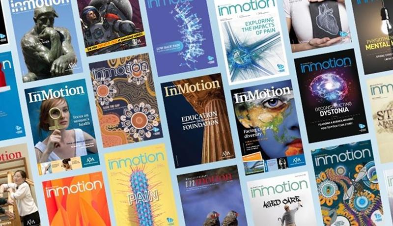 Collage of images from the articles in Physiotherapy InMotion
